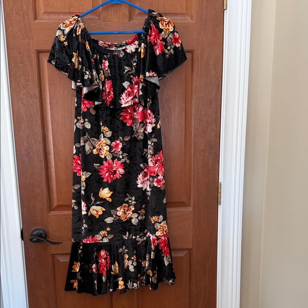 LuLaRoe Black Floral Midi Dress